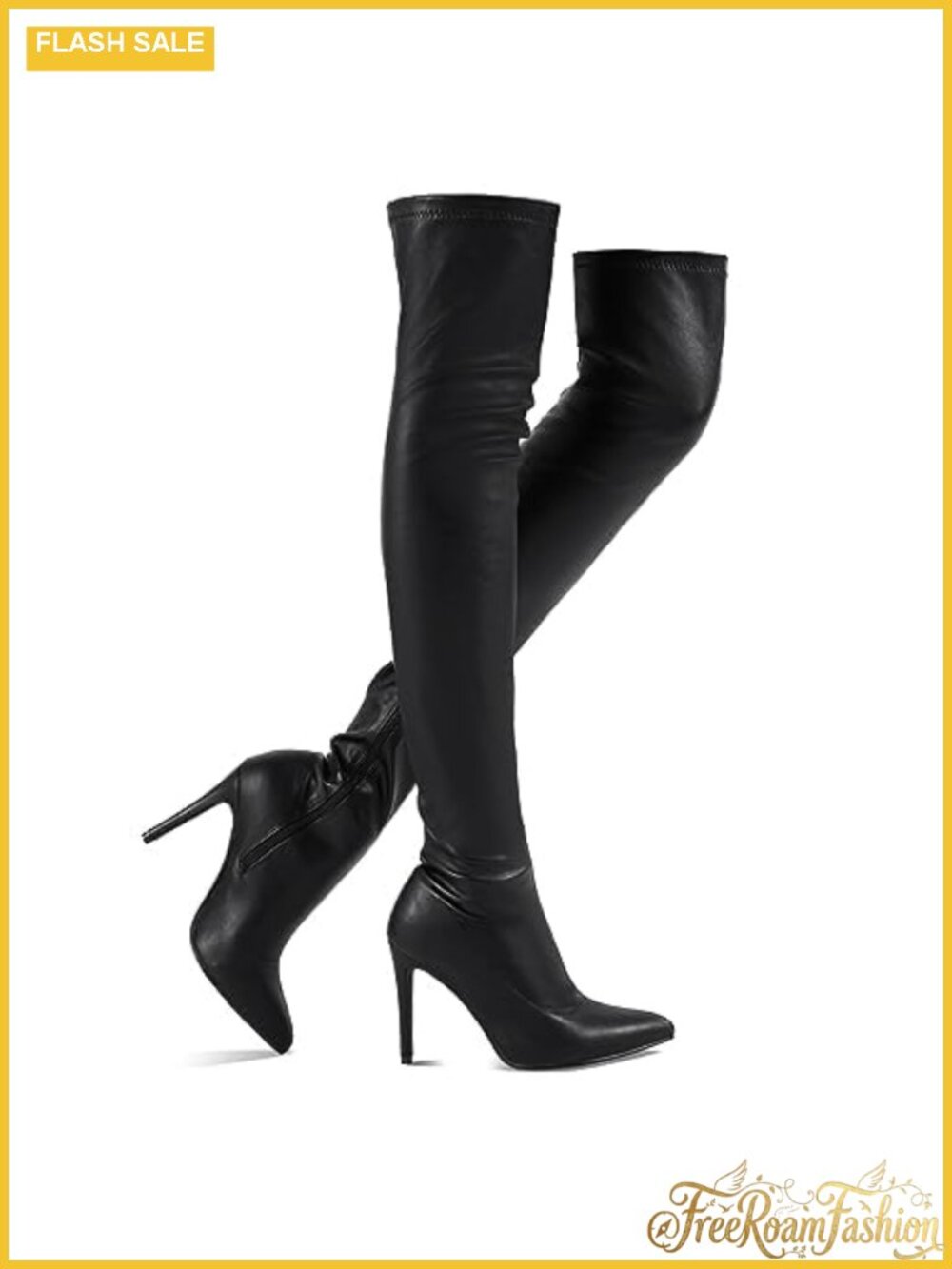 Thigh High Over The Knee Pointed Toe Stiletto Heel Zip Boots